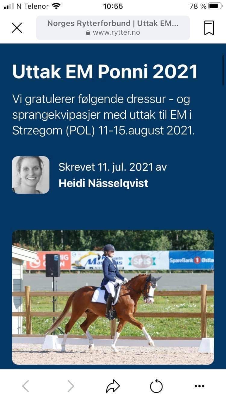 Ny rytter fra Skedsmo til EM dressur!